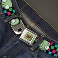 thumbnail image 2 of Nickelodeon Belt, Seatbelt Buckle Belt, Invader Zim GIR Face Checker Black Multi Neon, 30 to 44 Inches, 2 of 9