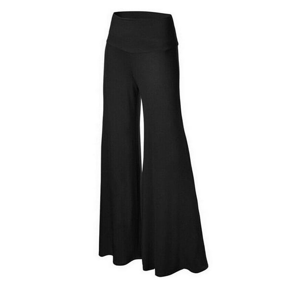 Shinycome Womens Plus Size High Waist Wide Leg Maxi Long Pants Solid Color Office Lady Loo