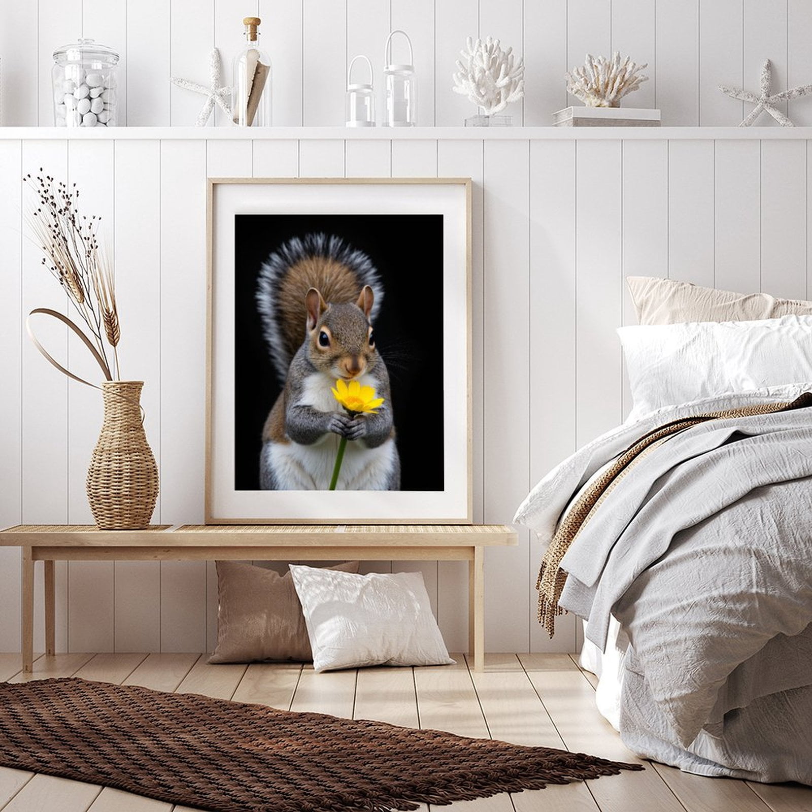Diamond Art Kit for Adults, Squirrel Holding Yellow Flower Diamond Painting for Adults Beginners, DIY Diamond Art Painting Kits, 5D Diamond Painting Crafts for Home Decor 12x16 Frameless