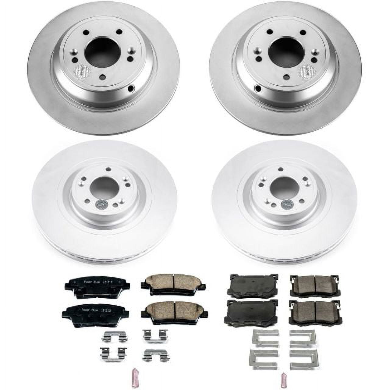 PowerStop Front and Rear Geomet Coated Brake Rotor and Pad Kit Fits: HYUNDAI Select Models CRK7386