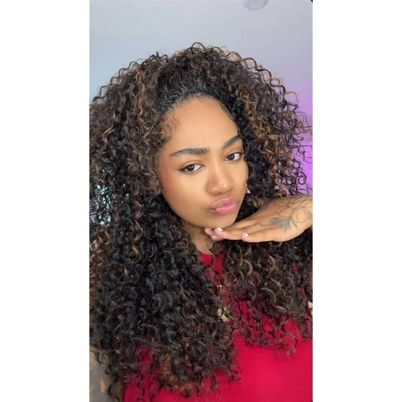 LUXLUXE Women's Isadora 22.5" Curly Half Wig – Body Wave Style, Human & Synthetic Hair Blend