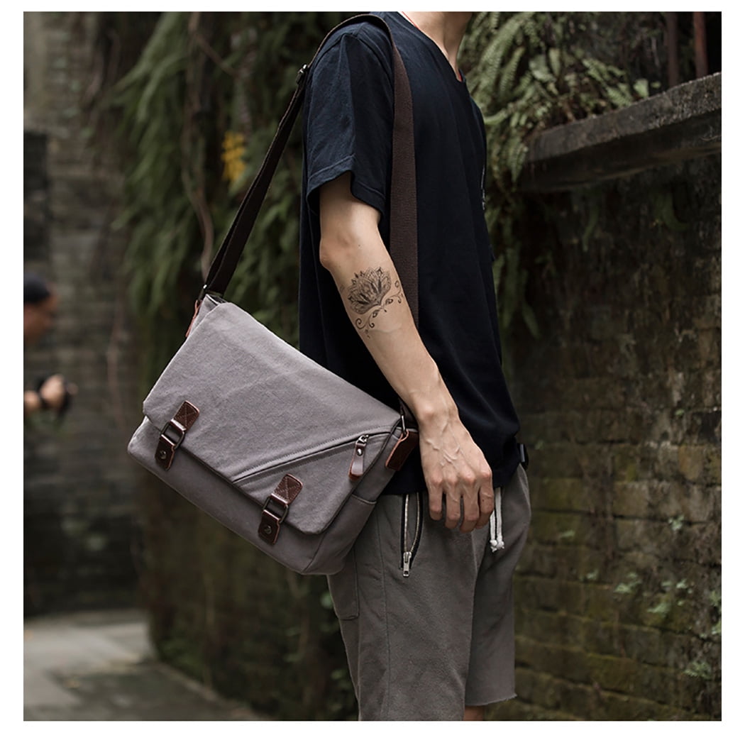 Mens Shoulder Bag Creative Casual Flap Cover Canvas Messenger Bag