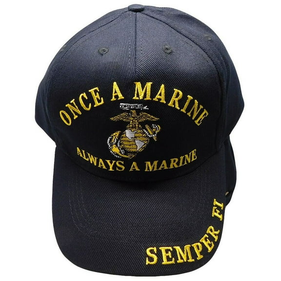 Once A Marine Always A Marine Semper Fi Black Cap Hat - Officially Licensed