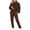 Coffee 2 pieces outfits, variant on Usmixi Holiday 2 Piece Outfits for Women Crewneck Sweatshirt Sets for Women Drawstring Elastic Waist Jogger Pant Sweatsuit Sets with Pocket Sports Casual Solid Tracksuit Sets up to 60% off