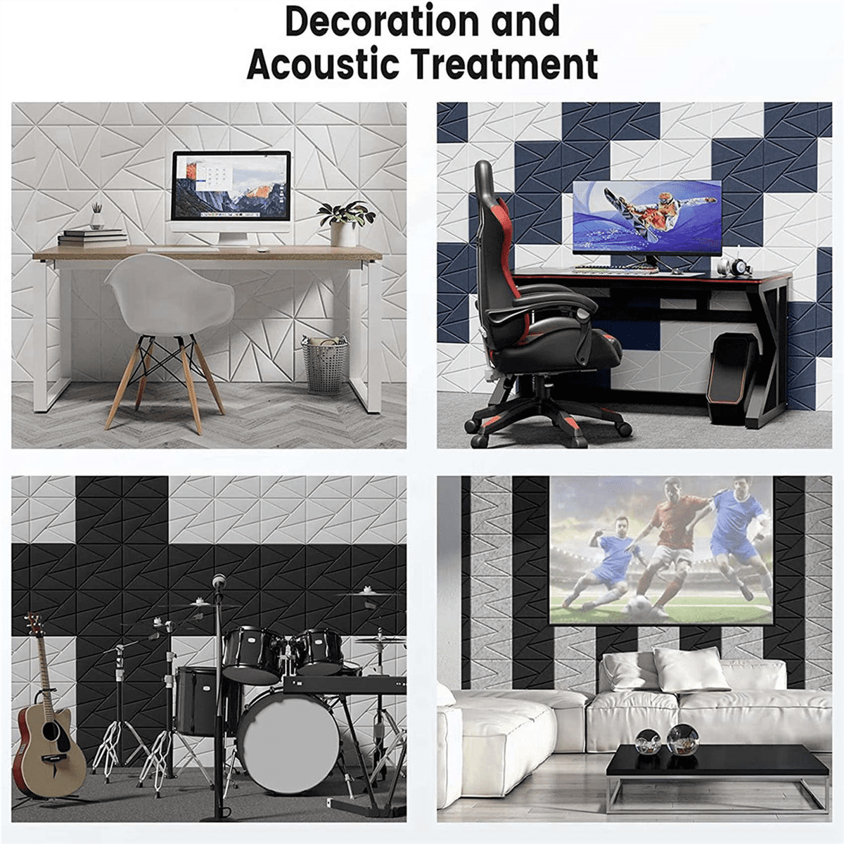 24Pack Acoustic Panels with Self-Adhesive, 110.4Inch Sound Proof Foam Panels,Sound Panels High Density, Black