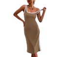 thumbnail image 1 of Tank Dress, Slim Fit Knitted Sleeveless Dress Casual For Daily Life For Wedding Dating, 1 of 6