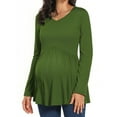 thumbnail image 2 of WellSize Women Maternity blouses Casual Fall Tunic Tops V Neck Long Sleeve Shirts Winter Pregnancy Clothes, 2 of 7