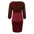 thumbnail image 4 of FAIWAD Robe à Sequins pour Femmes Manches Longues Col en V Robe Élégante Fendue Extensible Slim, 4 of 4