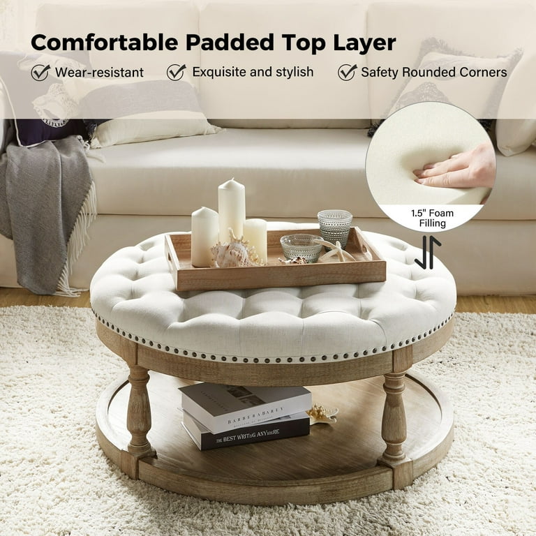 Ivory ottoman 2024 coffee table