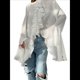 thumbnail image 3 of Blusas Casuales para Mujer, con Mangas Acampanadas, Cuello Alto y Volantes, Camisa de Verano A para Vacaciones. XL, 3 of 10
