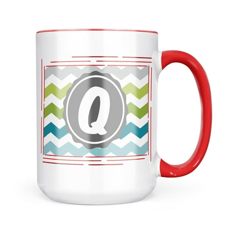 

Neonblond Monogram Q Green Blue Chevron Mug gift for Coffee Tea lovers