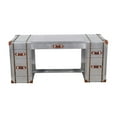 thumbnail image 3 of Pilot Executive Desk with Silver Aluminum Cladding and Leather Accents, 3 of 5