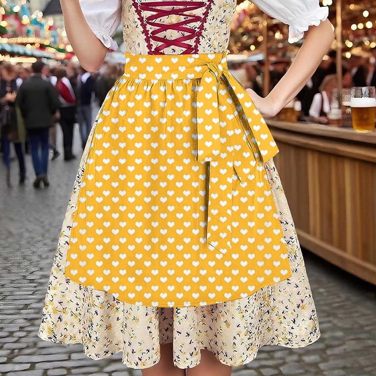 Lenago Womens Apron Dresses For Women Oktoberfest Costumes Multiple Color Schemes Square Collar Short Sleeves Dirndl Dresses German Dresses Festival Bavarian Costume Beer Carnival Women Party Dresses