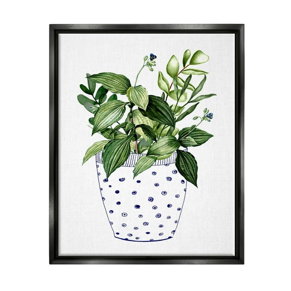 Stupell Industries Modern Potted Plant Botanical & Floral Painting Black Floater Framed Art Print Wall Art, 17 x 21