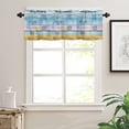 thumbnail image 7 of Merry Christmas Kitchen Curtains and Valances Set, Washing Machine Clothes Blue Yellow Woodcuts Rod Pocket Window Valance Window Curtain Panels for Living Room Bedroom Laundry, 27.5x24in, 3 Pieces, 7 of 7