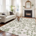 thumbnail image 3 of Farmhouse Sage Green Large Area Rugs for Bedroom Living Room, Soft Non Slip Carpet Bedside Rug, Vintage Flower Leaf Botanical Rectangular Floor Cover Kitchen Accent Rug 5'x8' for Dining Room/Office, 3 of 9