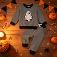 thumbnail image 2 of Akiihool Kids Suits for Boys Boys Matching Outfit Long Sleeve Romper/Sweatshirt+ Solid Pants Fall Winter 2PCS Clothes Set Grey,2-3 Years, 2 of 5
