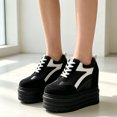 thumbnail image 4 of Hidden Wedge Heel, Womens Platform Sneakers, Hidden Wedge Heel Lace Up Shoes with Ultra High Thick Sole, Comfortable Fashion Walking Footwear for Daily Wear, Trendy Shoes for Women, 4 of 5