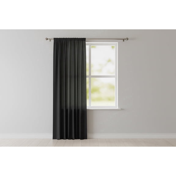 Solid Poplin Window Curtain or Photography Backdrop 58" Wide - Black (108" Tall)