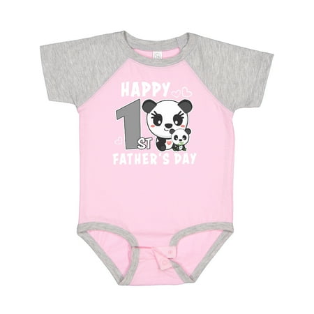 

Inktastic Happy 1st Fathers Day with Pandas Gift Baby Girl Bodysuit