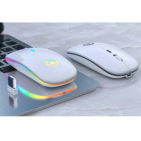 Manfiter LED Wireless Mouse, Slim Rechargeable Wireless Silent Mouse, 2.4G Portable USB Optical Wireless Computer Mice with USB (Best Optical Mouse In India)