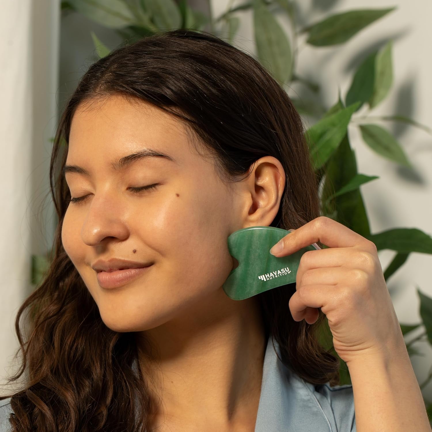 Havasu Nutrition Jade Gua Sha and Face Roller Kit, Lymphatic Drainage Massager