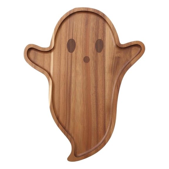 Ghost Shaped Wooden Serving Tray, Haloween Charcuterie Board, Natural Wood Decorative Platter for Cheese Dessert Candy Appetizer Halloween Party Table Decor