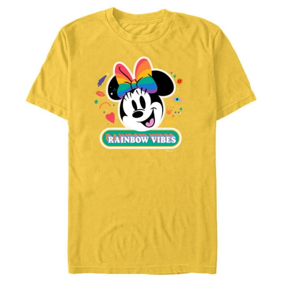 Disney Minnie Mouse Pride Rainbow Vibes Doodles - Short Sleeve Blended T-Shirt for Adults - Customized-Yellow