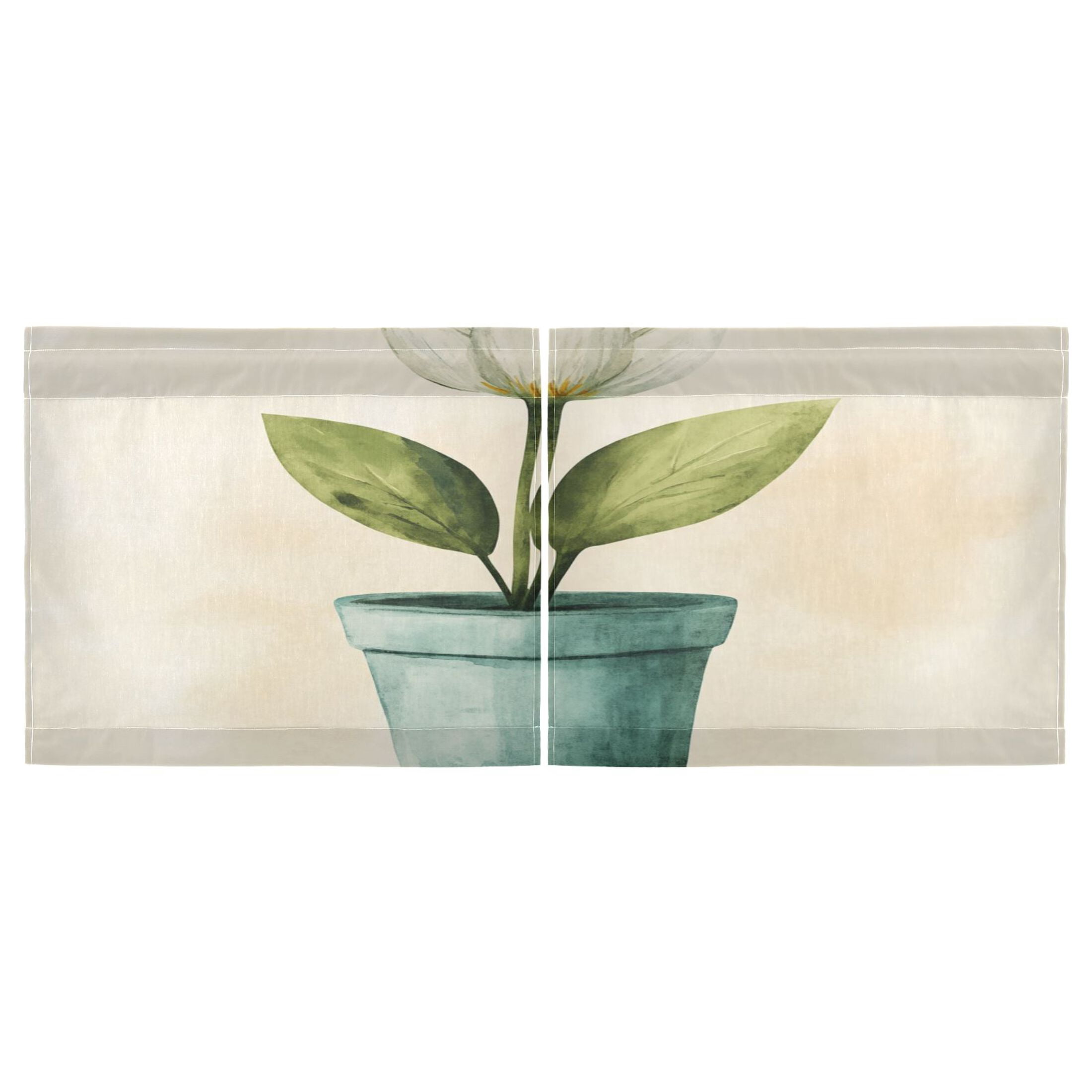 Flower Lily 27"x36" Linen Look Cafe Curtain Set with Privacy and UV Protection