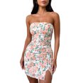 thumbnail image 1 of Vestido Vestido palabra de honor con estampado floral para mujer, traje de fiesta con cremallera y abertura lateral (naranja L) Ygjytge Naranja T L para Mujer, 1 of 7