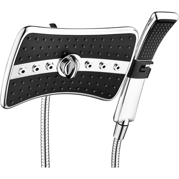 Dual Shower Head Combo with Rainfall and Handheld Spray 60 Inch Stainless Steel Hose Chrome Finish 2.5 GPM
