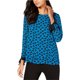 thumbnail image 1 of Anne Klein Blusa con puños y lazo para mujer, azul, mediana, 1 of 1