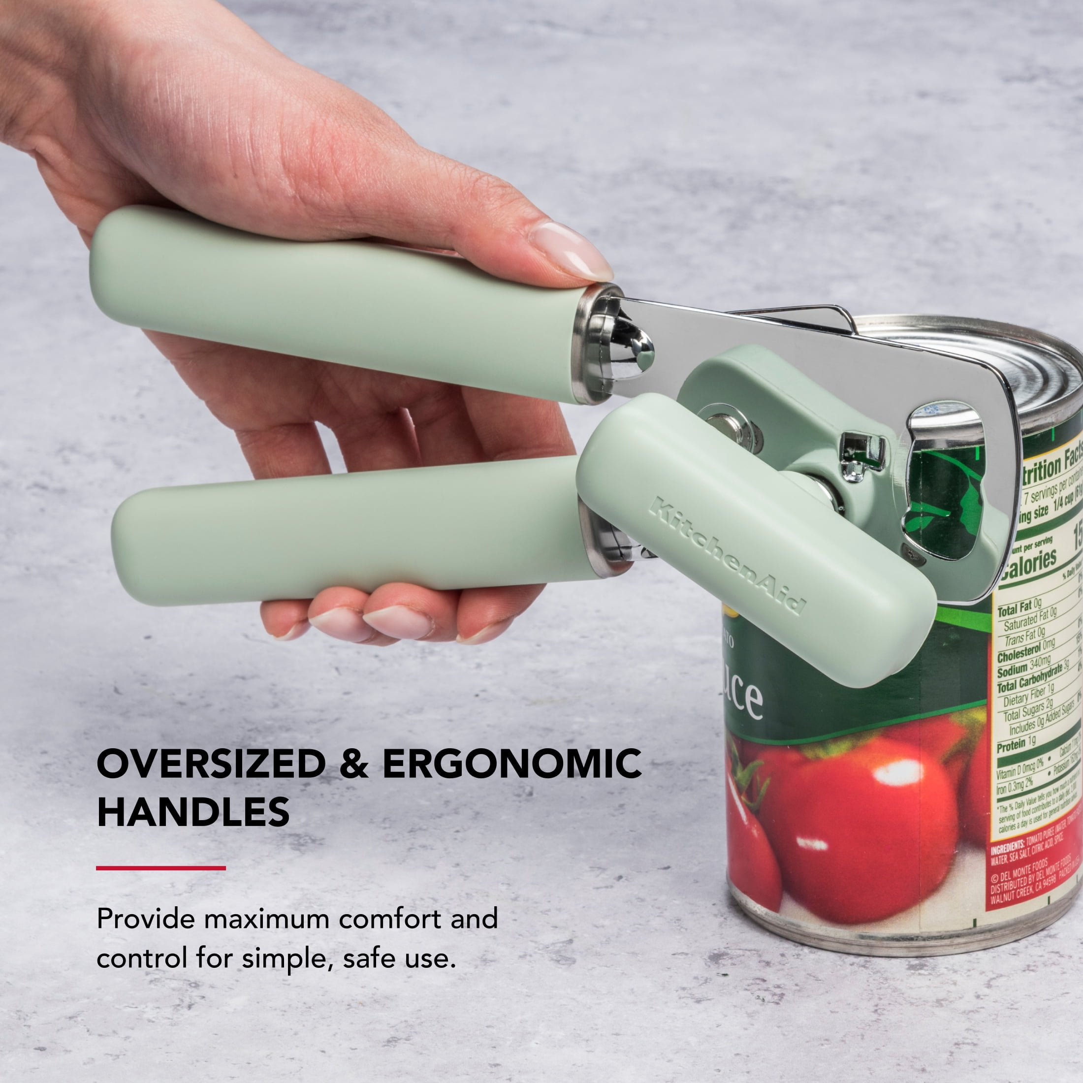 KitchenAid Stainless Steel Manual Can Opener with Bottle Opener and Ergonomic Grip, Pistachio