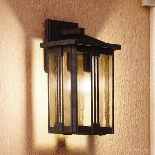 Urban Ambiance Luxury Craftsman Outdoor Wall Light, Medium Size 15"H x 8.5"W, with MidCentury