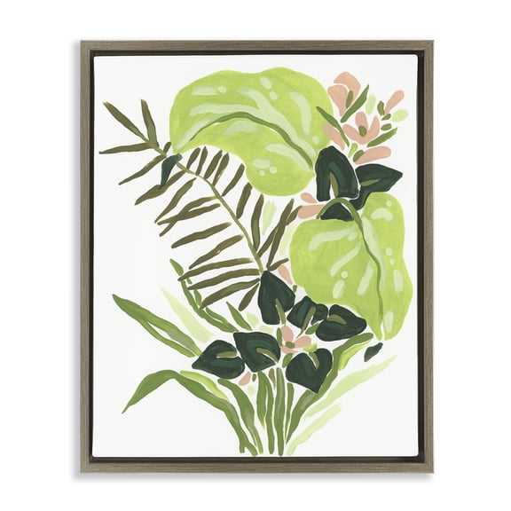 Stupell Industries Bohemian Modern Jungle Leaves Brown Floating Frame Canvas Art, 17 x 21, by June Erica Vess
