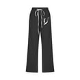 thumbnail image 4 of up to 60% off Gifts Usmixi Womens Plus Size Capris Summer Comfy Cotton Linen Loose Straight Leg 3/4 Trousers Trendy Feather Print Drawstring Elastic Waist Pocket Pants Black XXXL, 4 of 4