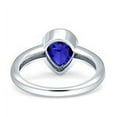 thumbnail image 2 of Bezel Set 9mmX7mm Pear Ring Simulated Blue Sapphire CZ 925 Sterling Silver, 2 of 5