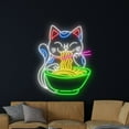 thumbnail image 3 of Handmadetneonsign Lucky Cat Eating Ramen Neon Sign, Japanese Ramen Neon Led Art Decor, Cat Wall Decor, 3 of 5