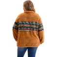 thumbnail image 4 of Sudadera de felpa para mujer de talla grande GRACE & GRANDEUR con estampado occidental azteca, pulóver con cremallera de 1/4, manga larga, chaqueta casual con bolsillos 2X marrón, 4 of 5