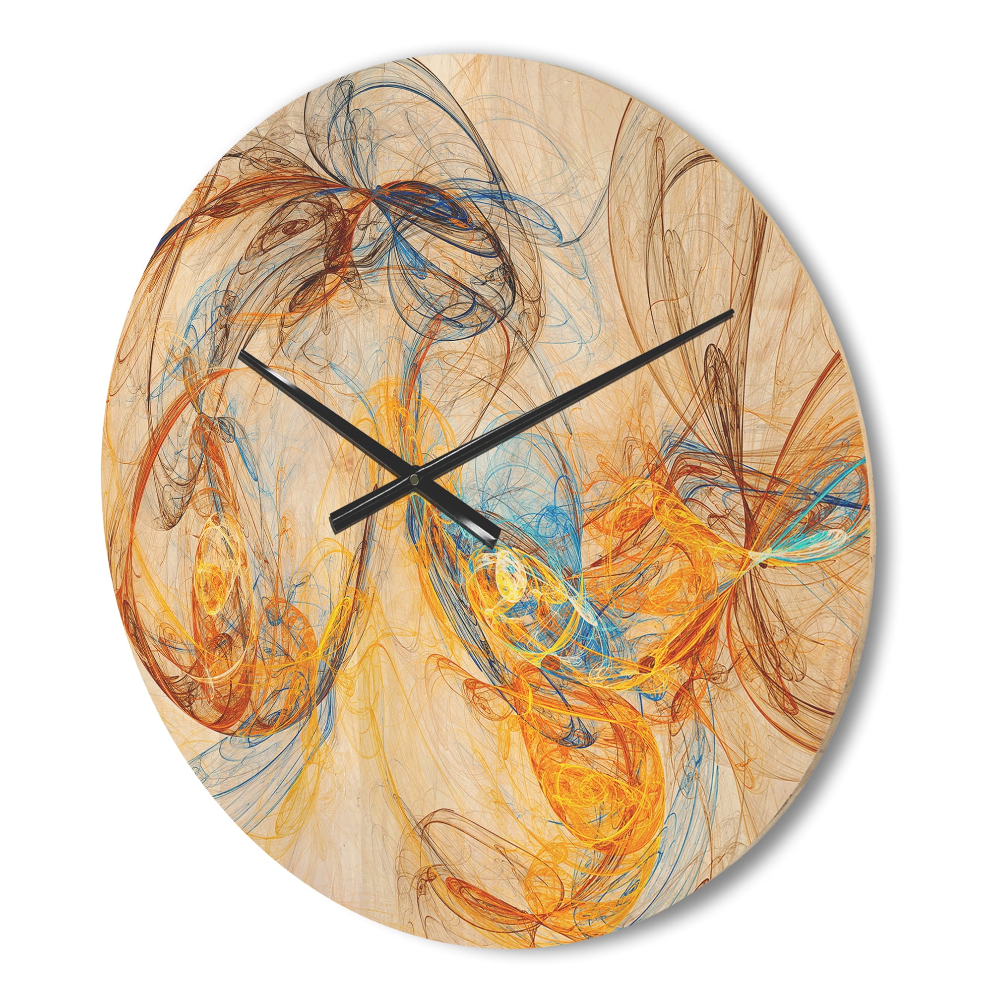 Designart 'One Line Billowing Smoke Yellow ' Modern Wood Wall Clock