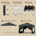 thumbnail image 7 of 10'x10' Pop-up Canopy Tent with 4 Removable Sidewalls – Lofka   Portable Outdoor Canopy with 4 Sandbags, 8 Stakes & Ropes – Perfect for Beach, Party, Patio & Yard Events, Black, 7 of 7