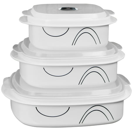 Corelle Coordinates 6-Piece Microwave Safe Cookware/Storage Set, Simple