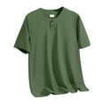 thumbnail image 4 of Gamivast Mens Summer Casual Henley Shirts Fashion V Neck Short Sleeve Loose Fit Tops Comfort Breathable Beach Tees Green L or Clearance My Orders Placed Recently by Me Delivery Status, 4 of 8