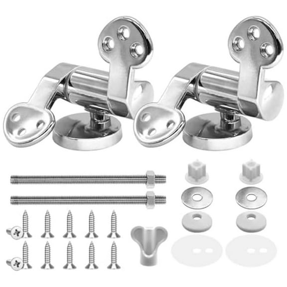 Toilet Seat Hinge Replacement Parts Set with Soft Close Mechanism 2 Pack Zinc Alloy Silver Toilet Lid Fixing Kit,1 x Toilet Lid Fixing Kit,Silver