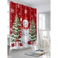 thumbnail image 3 of Christmas Shower Curtain Set ，Waterproof Fabric Shower Curtains Red Snowman Xmas Balls Pine Tree Snowflakes Winter Shower Curtains for Bathroom,Bathroom Decor 72"x96", 3 of 6