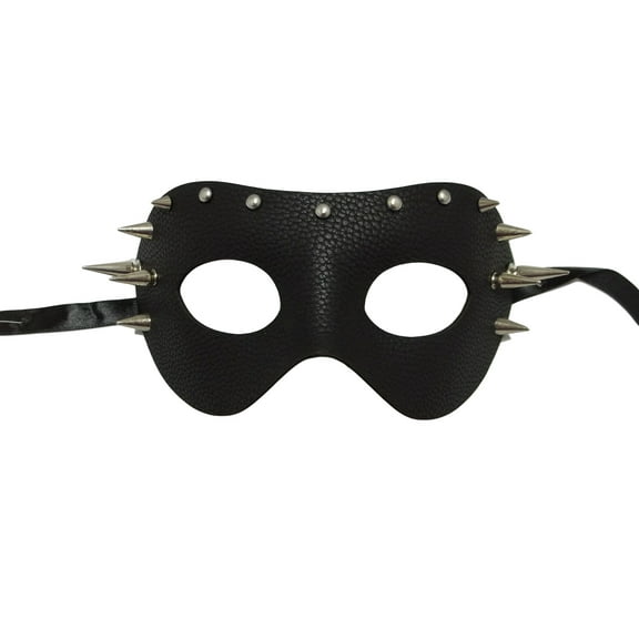 Black Leather Metal Spike Stud Venetian Masquerade Halloween Mask
