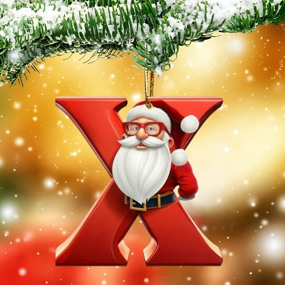 Taotanxi Christmas Decorations Hanging Tree Ornaments - Merry Chrismas Letter Santa Claus Ornament Monogram Tree Ornaments Alphabet Christmas Ornaments Hanging, Red Santa Ornament (X)