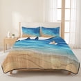 thumbnail image 3 of Full Quilt Set 78''x90'', Blue Ombre Coastal Lightweight Bedspread Coverlet Set with 2 Pillow Shams, Summer Nautical Beach Ocean Seaside Breathable All Season Quilt Bedding for Bedroom/Guest Room, 3 of 9