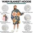 thumbnail image 5 of Wearable Oversized Blanket,Pioneer Flower Floral Print Pattern Wearable Blanket Hoodie for Adults,Cozy Hooded Blankets with Super Pockets,Super Warm Fuzzy Pullover for Women & Men, 5 of 6