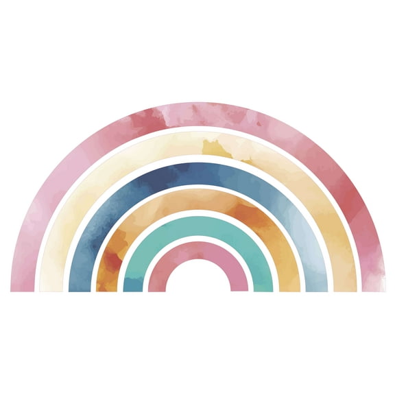 Watercolor Rainbow Artwork Design for Kid's Room Vinyl Wall Decal - Beautiful and Colorful Art for Children's Bedroom Wall Decoration 20" x 10"